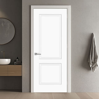 Image: Moulded Berlin White 2 Panel Door - 1/2 Hour Fire Rated - Prefinished