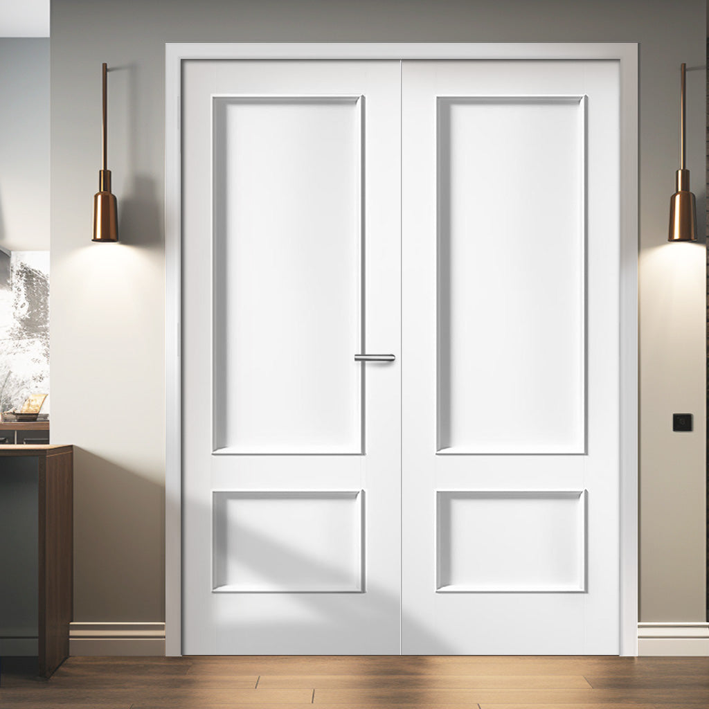 Murcia White Primed Panel Internal Door Pair