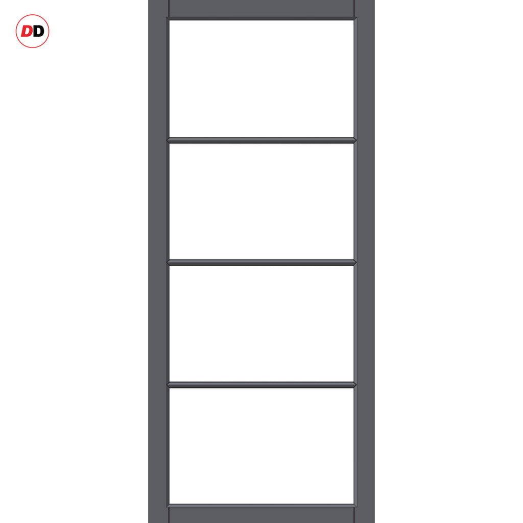 Florence Solid Wood Internal Door Pair UK Made DD0114C Clear Glass - S