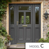 Exterior Victorian Nightingale Front Door with Two Sidelights - Customisable: Size, Colour, Glass and Sidelight Options