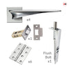 Zenith Double Door Lever Handle Pack - 6 Square Hinges - Polished Chrome Finish - Combo Handle and Accessory Pack