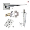 Zenith Double Door Lever Handle Pack - 8 Square Hinges - Polished Chrome Finish - Combo Handle and Accessory Pack