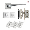 Zenith Door Lever Bathroom Handle Pack - 3 Square Hinges - Polished Chrome Finish