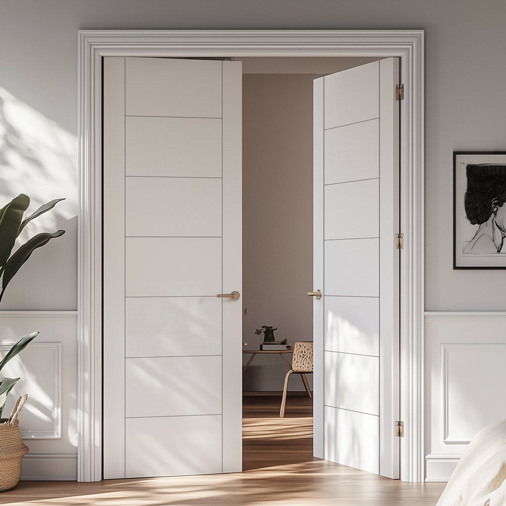 Palermo Flush Internal Door - White Primed Pair