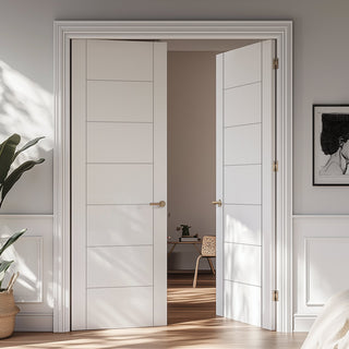 Image: Palermo Flush Internal Door - White Primed Pair