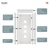 EasiKit Internal Door and Frame Kit - Pamplona White Primed Flush Internal Door - Clear Glass