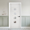 EasiKit Internal Door and Frame Kit - Pamplona White Primed Flush Internal Door - Clear Glass