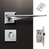 Zenith Door Lever Bathroom Handle Pack - 3 Square Hinges - Polished Chrome Finish