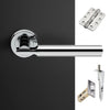 Turin Double Door Lever Handle Pack - 8 Radius Cornered Hinges - Polished Chrome Finish - Combo Handle and Accessory Pack