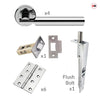 Turin Double Door Lever Handle Pack - 6 Square Hinges - Polished Chrome Finish - Combo Handle and Accessory Pack