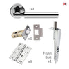 Turin Double Door Lever Handle Pack - 8 Square Hinges - Polished Chrome Finish - Combo Handle and Accessory Pack