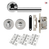 Turin Door Lever Bathroom Handle Pack - 3 Square Hinges - Polished Chrome Finish