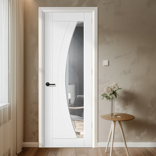 Image: EasiKit Internal Door and Frame Kit - Ravello White Primed Internal Door - Clear Glass