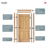 EasiKit Internal Door and Frame Kit - Regency Oak 4 Panel Internal Door - Raised Mouldings