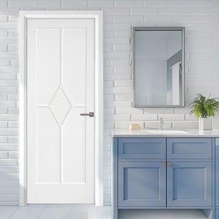 Image: EasiKit Internal Door and Frame Kit - Reims Diamond 5 Panel Internal Door - White Primed