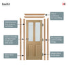 EasiKit Internal Door and Frame Kit - Richmond Oak Internal Door - No Raised Mouldings - Bevelled Clear Glass