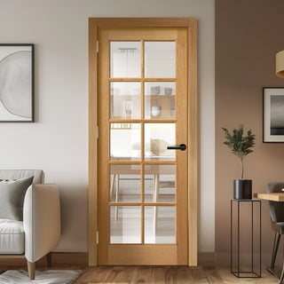 Image: EasiKit Internal Door and Frame Kit - SA 10 Pane Oak Internal Doors - Clear Glass