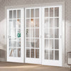 Pass-Easi Three Sliding Doors and Frame Kit - SA 15 Pane Door - Clear Glass - White Painted