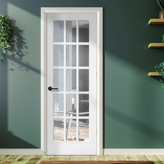 Image: EasiKit Internal Door and Frame Kit - SA 15 Pane Internal Door - Clear Glass - White Primed