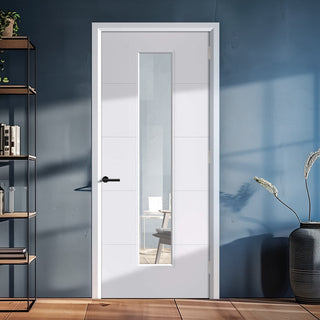 Image: EasiKit Internal Door and Frame Kit - Santandor 1L - Clear Glass - White Primed