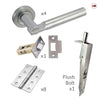 Turin Double Door Lever Handle Pack - 8 Square Hinges - Satin Finish - Combo Handle and Accessory Pack