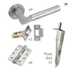 Turin Double Door Lever Handle Pack - 6 Radius Cornered Hinges - Satin Finish - Combo Handle and Accessory Pack