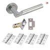 Turin Door Lever Handle Pack - 4 Square Hinges - Satin Finish