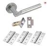 Turin Door Lever Handle Pack - 3 Square Hinges - Satin Finish