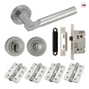 Turin Door Lever Bathroom Handle Pack - 4 Radius Cornered Hinges - Satin Finish