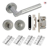 Turin Door Lever Bathroom Handle Pack - 4 Square Hinges - Satin Finish