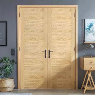 Image: Bespoke Sofia Oak Flush Internal Door Pair - Prefinished