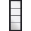 Top Mounted Stainless Steel Sliding Track & Door - Soho 4 Pane Charcoal Door - Clear Glass - Prefinished