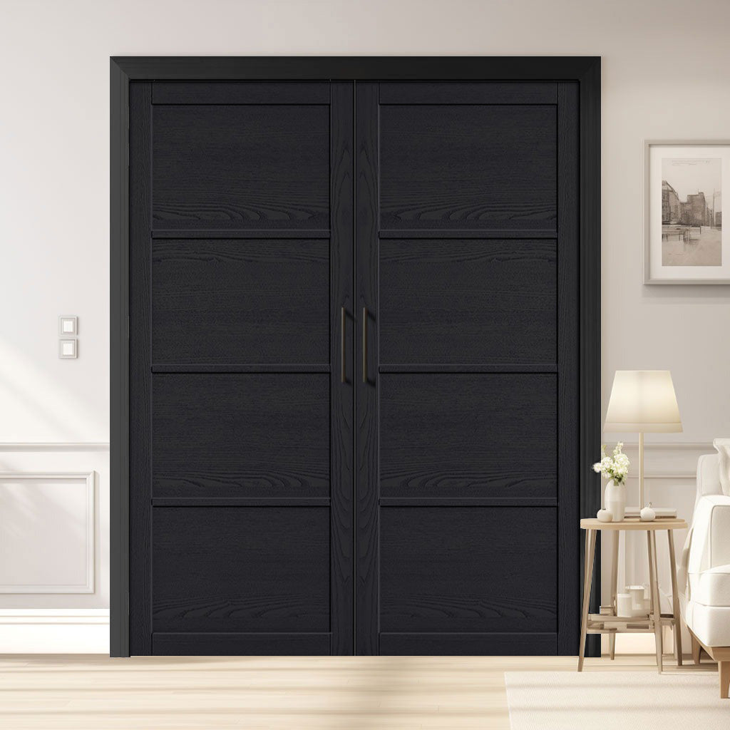 Soho 4 Panel Charcoal Internal Door Pair - Prefinished