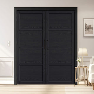 Image: Soho 4 Panel Charcoal Internal Door Pair - Prefinished