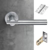 Turin Door Lever Handle Pack - 3 Square Hinges - Satin Finish