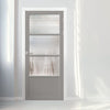 Staten 3 Pane 1 Panel Solid Wood Internal Door UK Made DD6310G - Clear Reeded Glass - Eco-Urban® Mist Grey Premium Primed