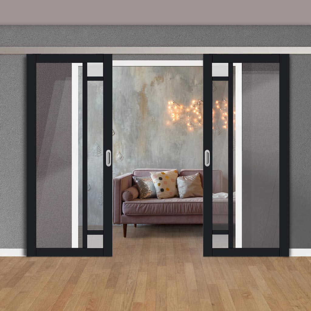 Double Sliding Door & Premium Wall Track - Eco-Urban® Suburban 4 Pane