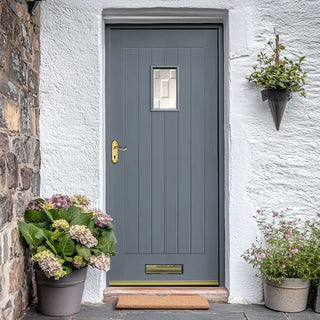 Image: Suffolk Oak External Front Door - Part Obscure Double Glazing