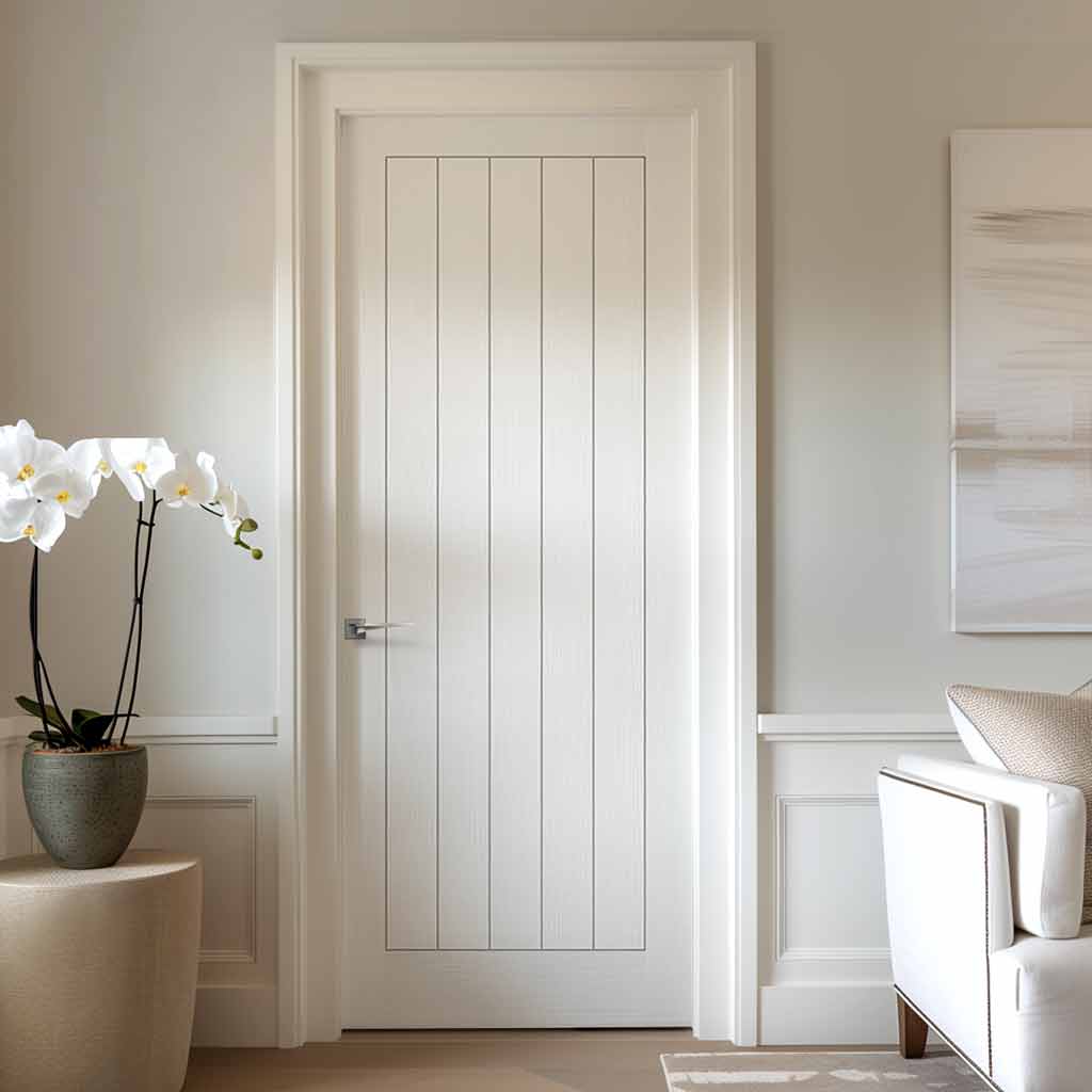 Textured Vertical 5 Panel Internal Door - White Primed