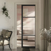 Sutton Black Single Evokit Pocket Door - With Clear & Reeded Glass - Prefinished