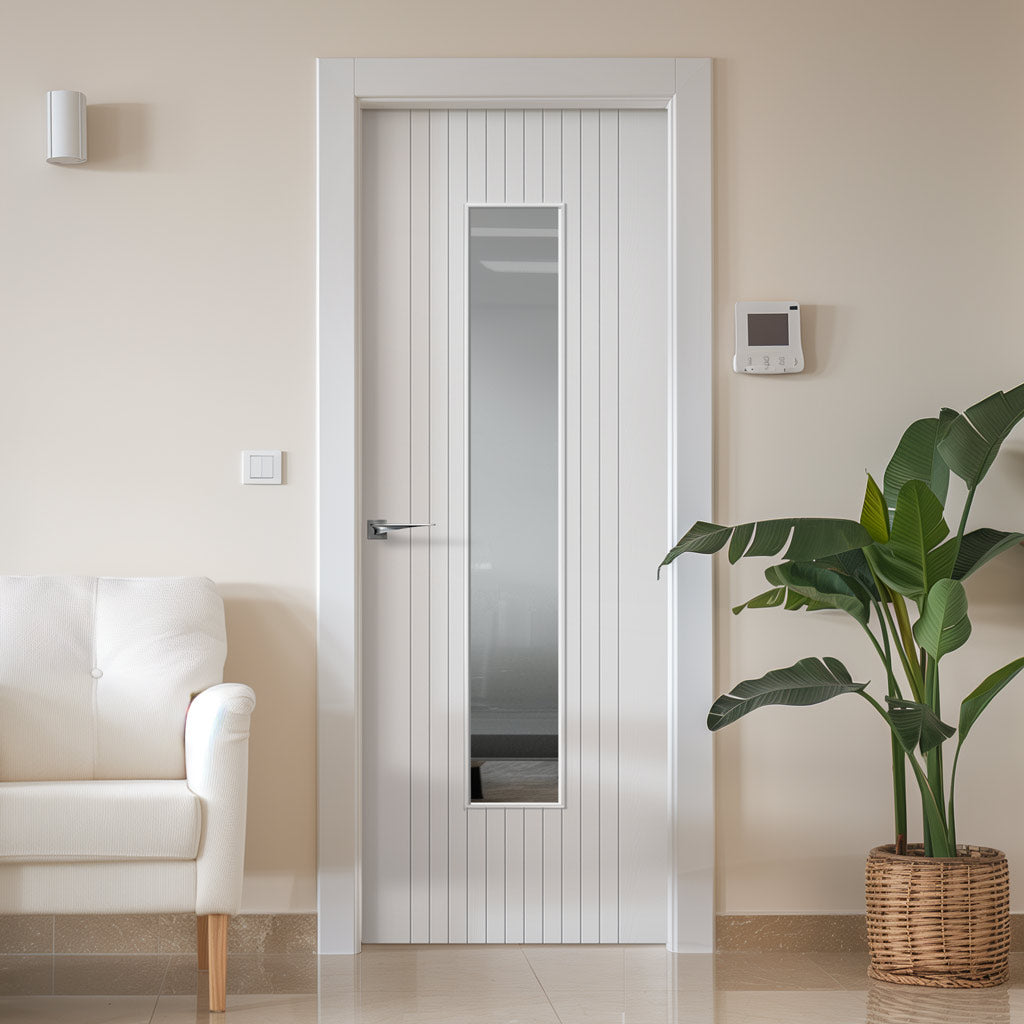 Sydney White Door - Clear Glass - Laminated - Prefinished