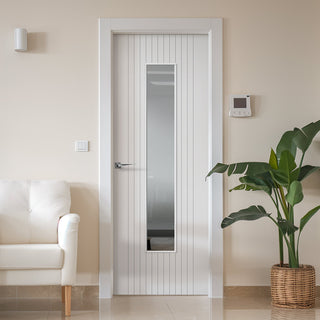 Image: Sydney White Door - Clear Glass - Laminated - Prefinished