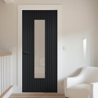 Image: Sydney Black Door - Clear Glass - Laminated - Prefinished