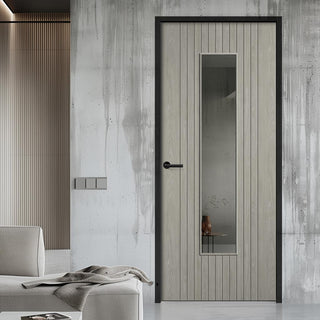 Image: Sydney Light Grey Door - Clear Glass - Laminated - Prefinished