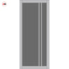 Milano Solid Wood Internal Door UK Made  DD0101T Tinted Glass - Mist Grey Premium Primed - Urban Lite® Bespoke Sizes