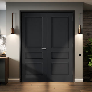 Image: Toledo Black Panel Internal Door Pair - Prefinished