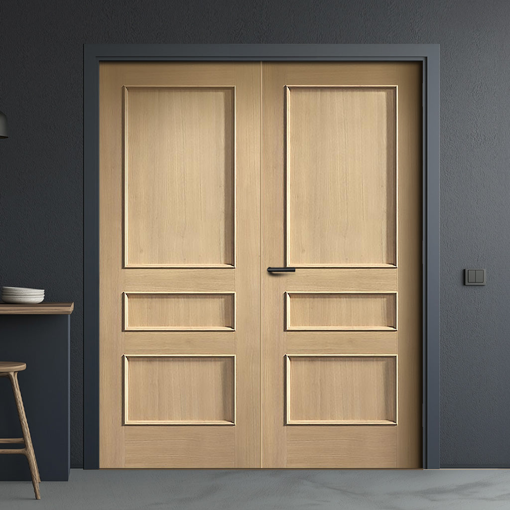 Toledo Oak Panel Internal Door Pair - Prefinished