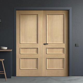 Image: Toledo Oak Panel Internal Door Pair - Prefinished