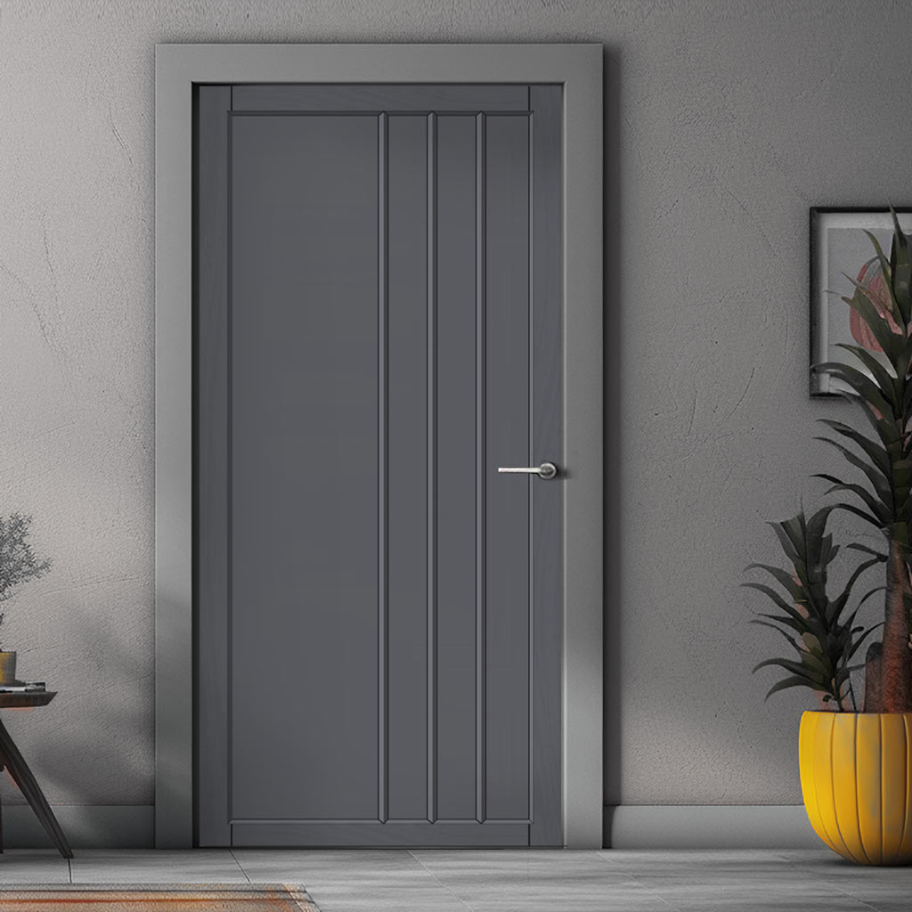 Tula Panel Solid Wood Internal Door UK Made  DD0104P - Stormy Grey Premium Primed - Urban Lite® Bespoke Sizes