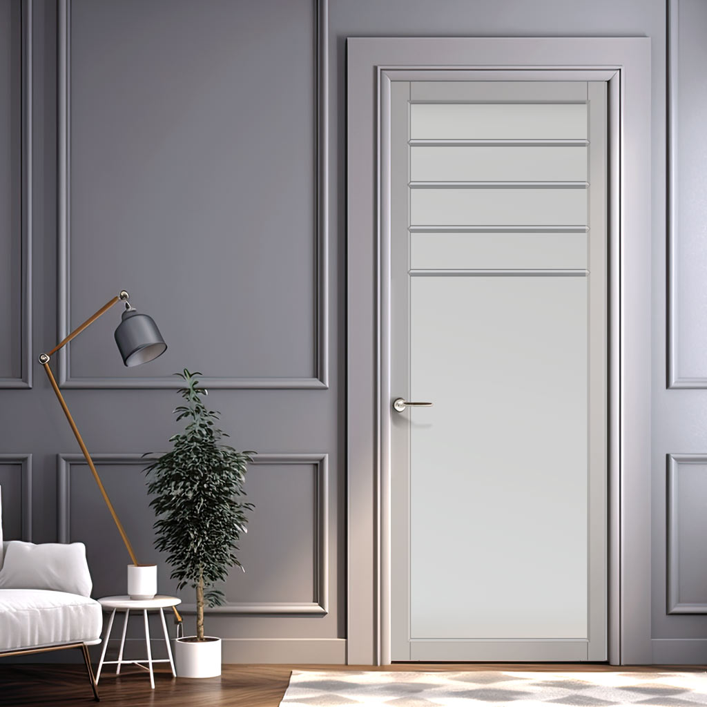 Drake Solid Wood Internal Door UK Made DD0108F Frosted Glass - Mist Gr